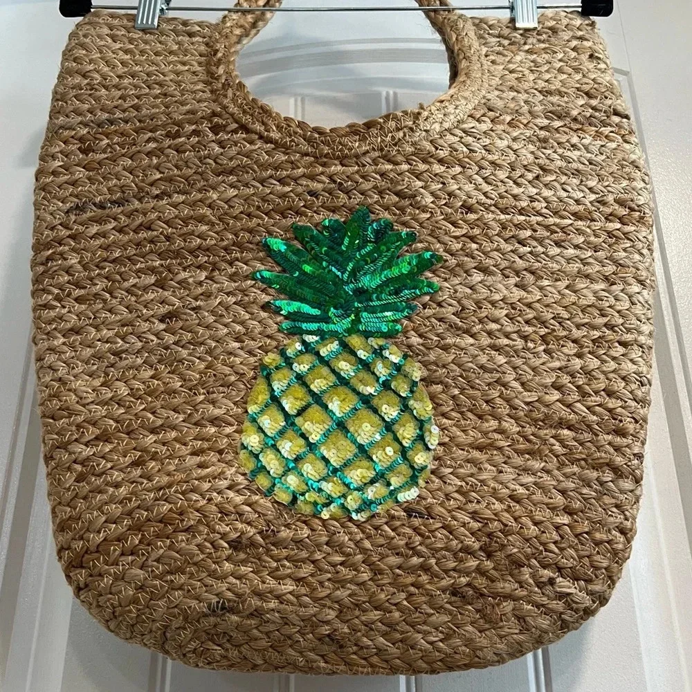 Jute Large Sequined Pineapple Crossbody‎ Handbag. OS. NWOT.